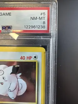 1999 POKEMON BASE SET UNLIMITED #5 CLEFAIRY-HOLO PSA 8 - Image 3
