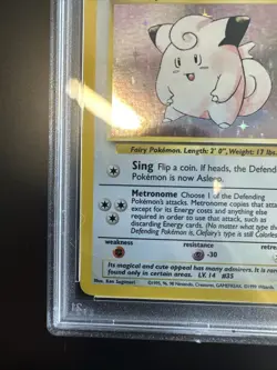 1999 POKEMON BASE SET UNLIMITED #5 CLEFAIRY-HOLO PSA 8 - Image 4