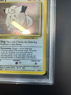1999 POKEMON BASE SET UNLIMITED #5 CLEFAIRY-HOLO PSA 8 - Image 5