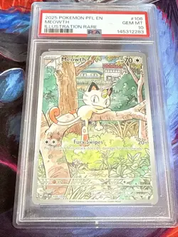 Pokemon TCG Meowth Phantasmal Flames 106/094 Illustration Rare PSA Gem MT 10 - Image 1