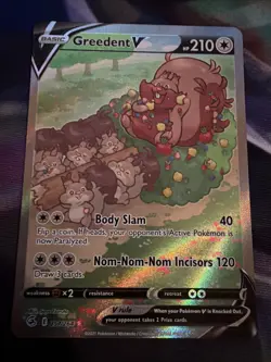 Pokemon TCG Greedent V Fusion Strike 257/264 Holo Full Art - Image 1