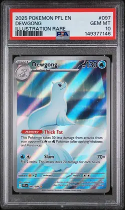 2025 POKEMON PFL EN-PHANTASMAL FLAMES ILLUSTRATION RARE #097 DEWGONG PSA 10 - Image 1