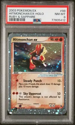 Pokemon 2003 EX Ruby & Sapphire Hitmonchan EX 98/109 PSA 8 - Image 1
