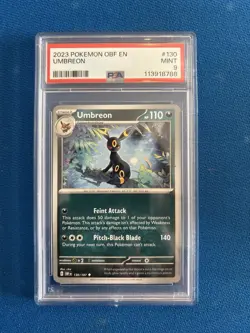 Pokemon TCG 2023 Obsidian Flames Umbreon 130/197 PSA 9 - Image 1