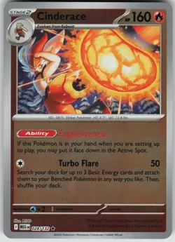 Cinderace - 028/132 - Pokemon TCG - ME01: Mega Evolution - Reverse Holo - NM - Image 1