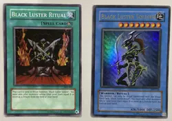 YuGiOh Black Luster Soldier SYE-024 + Black Luster Ritual SYE-025 Foil Rares - Image 1