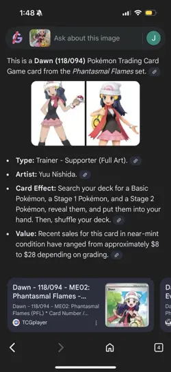 Pokemon Dawn (118/094) Trading Card Game card PHANTASME Flames set Included - Image 3