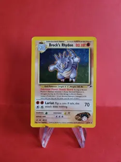 Pokemon Karte/card - Brock's Rhydon 2/132 Gym Heroes Holo Swirl - Light Played - Image 1