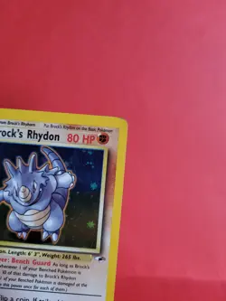 Pokemon Karte/card - Brock's Rhydon 2/132 Gym Heroes Holo Swirl - Light Played - Image 3