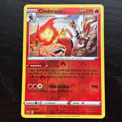 Cinderace 034/202 Pokemon Sword & Shield Base Set Reverse Holo Rare Card NM - Image 1