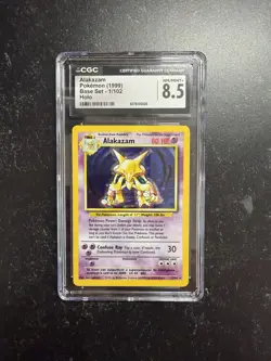 CGC 8.5 Base Set Alakazam Pokemon Card 1/102 Holo Rare 1999 WOTC NM - Image 1