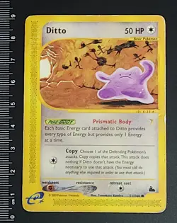 Pokemon TCG Ditto Card 51/144 Non Holo E-Series Skyridge 2003 Vintage- DMG - Image 1
