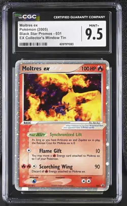 CGC 9.5 MINT+ Moltres ex 2005 Black Star Promos 031 Holo Pokemon Card - Image 1