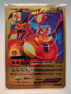 Charizard V HP522 New Gold Metal Pokemon Card Collectable Gift Display - Image 1