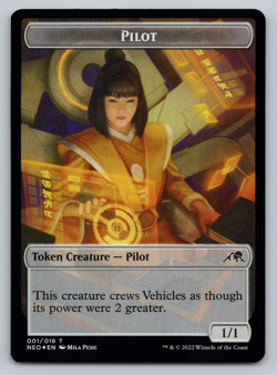 Pilot | Spirit - FOIL - Double Sided Token - Kamigawa: Neon MTG - Image 1