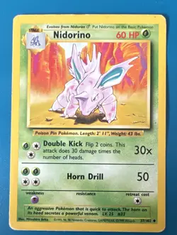 Nidorino 37/102 – Base Set – 1999 Pokemon Card – Uncommon – WOTC - Image 1