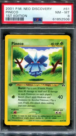 PSA 8 Pokemon 2001 1st Edition Neo Discovery Pineco Common #61 - Image 1