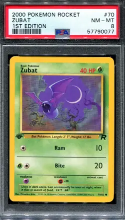 PSA 8 Pokemon 2000 1st Edition Team Rocket Zubat #70 - Image 1