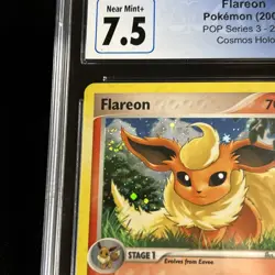 2006 Pokemon POP Series 3 Flareon CGC 7 English #2 Cosmos Holo Swirl 💫 - Image 2