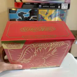 Pokemon TCG Scarlet and Violet Base Red Elite Trainer Box ETB Koraidon rip - Image 5