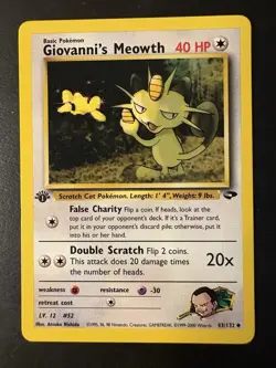 Giovanni’s Meowth 1st Edition – Gym Challenge 43/132 Vintage Pokemon WOTC - Image 1