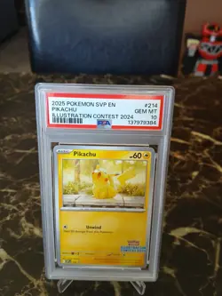 2025 POKEMON SVP EN-SV BLACK STAR PROMO ILLUSTRATION CONTEST 2024 PIKACHU PSA 10 - Image 1