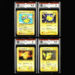 CCG 0.5/3/5 1996 Pokemon JPN Flying Pikachu&Pikachu&Lt.Surge's Pikachu 4PCS - Image 1