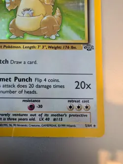 Pokemon TCG Kangaskhan Jungle 5/64 Holo Unlimited Holo Rare - Image 4