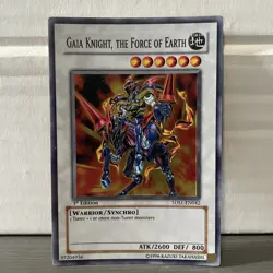 1ST EDITON GAIA KNIGHT, THE FORCE OF EARTH 1996 5DS1-EN042 YUGIOH CARD (LP/MP) - Image 1