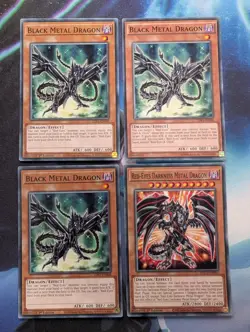 YuGiOh! Black Metal Dragon LDK2-ENJ06 x3 & Red-Eyes Darkness Metal Dragon x1 - Image 1