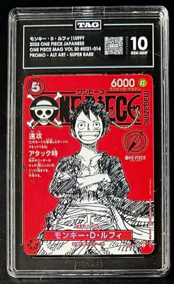 TAG 10 One Piece ST21-014 SR Monkey.D.Luffy - JP - Foil - Magazine Promo -Graded - Image 1