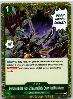 Demon Aura Nine Sword Dead Man's Game OP12-037 Legacy of the Master One Piece NM - Image 1