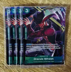 4 x One Piece TCG ST12-003 Dracule Mihawk Alt Art Promo NM English (Playset) - Image 1