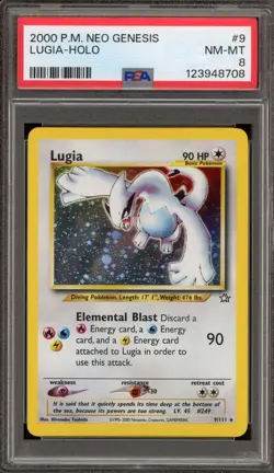 Pokemon Lugia Neo Genesis Unlimited Holo Rare #9 PSA 8 - Image 1