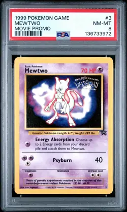 Mewtwo Pokemon Game Movie 3 NM PSA 8 - Image 1