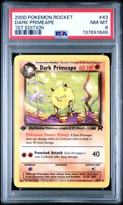 2000 POKEMON ROCKET 1ST ED #43 DARK PRIMEAPE PSA 8 - Image 1
