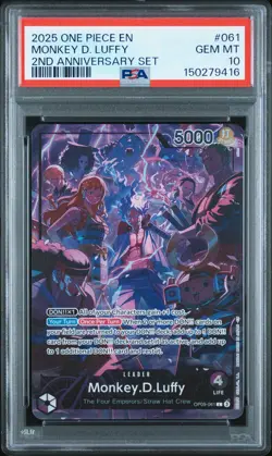 2025 ONE PIECE ENGLISH VERSION 2ND ANV SET #061 MONKEY D. LUFFY PSA 10 - Image 1