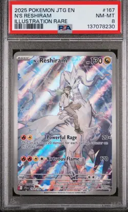 Pokemon TCG - N's Reshiram - Card# 167/159 PSA 8 Illustration Rare - Image 1