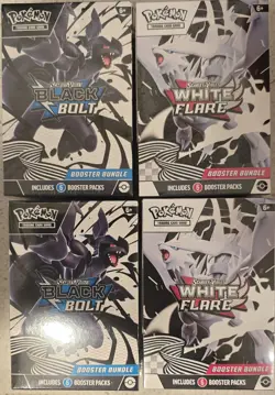 Pokemon (LOT OF 4) 2 Black Bolt and 2 White Flare Booster Bundle Sealed New - Image 1