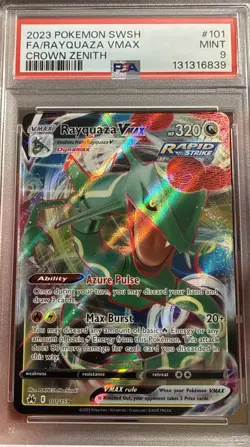 2023 POKEMON SWORD & SHIELD CROWN ZENITH #101 FULL ART/RAYQUAZA VMAX PSA 9 - Image 1