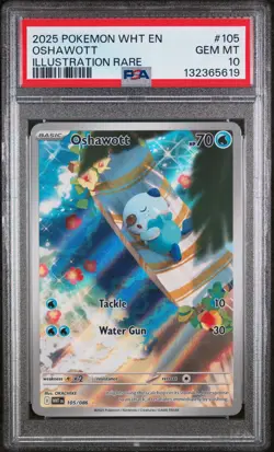 2025 POKEMON WHT EN-WHITE FLARE ILLUSTRATION RARE #105 OSHAWOTT PSA 10 - Image 1