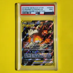 2019 POKEMON SM BLACK STAR PROMO #SM201 FULL ART/RESHIRAM & CHARIZARD GX PSA 9 - Image 1