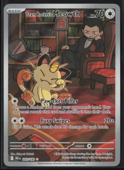 TEAM ROCKET'S MEOWTH 203/182 ILLUSTRATION RARE DESTINED RIVALS POKEMON NM/M - Image 1
