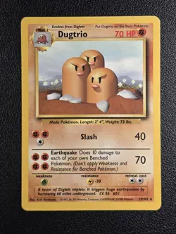 Dugtrio Pokemon Rare Base Set #019/102 - LP - Image 1