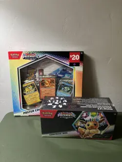 BUNDLE- Pokemon Prismatic Evolutions Surprise Box and Poster Collection - Image 1