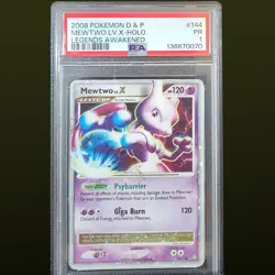 2008 POKEMON DIAMOND & PEARL LEGENDS AWAKENED #144/146 MEWTWO LV.X HOLO PSA 1 - Image 1