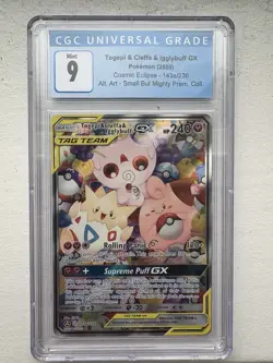 Togepi & Cleffa & Igglybuff GX 143A/236 Alt Art Promo Pokemon Sun & Moon- CGC 9 - Image 1