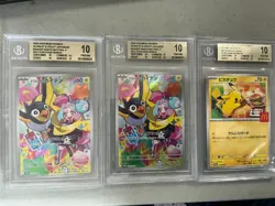 Lot (3) Pokemon BGS 10 Cards Pikachu - Image 1