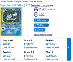 First Edition Vaporeon 12/64 Jungle Holo Rare Pokemon TCG Card 1999 - Image 3