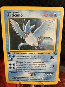 Articuno 1st Edition Holo Fossil 2/62 WOTC Vintage Pokemon Card MP - Image 1